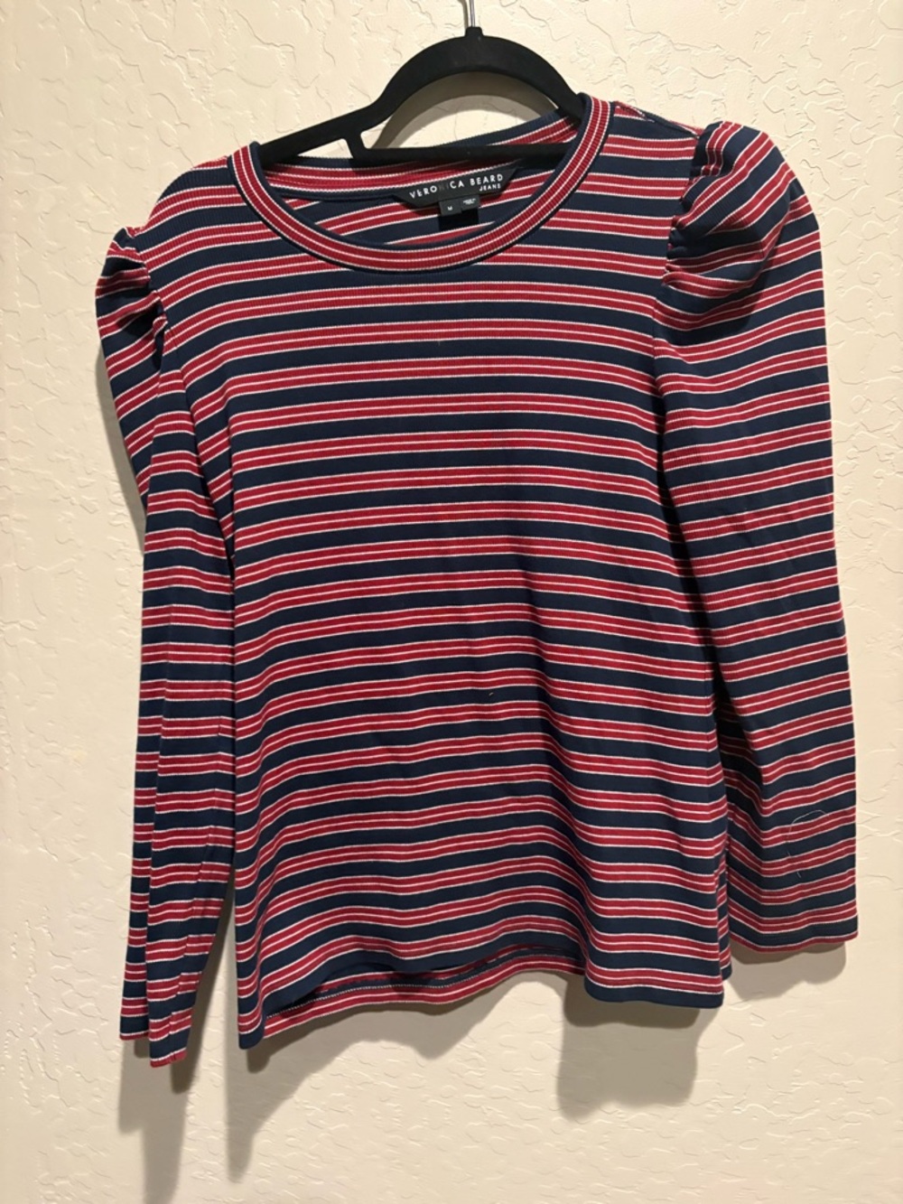 Veronica Beard Britney Puff-Sleeve Striped Top